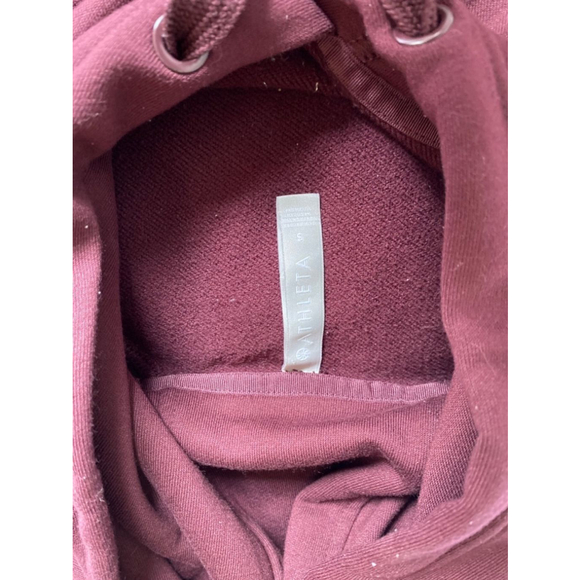 Athleta Steady State Crop Sweatshirt Antique Burgundy Hoodie women’s small - Picture 5 of 5